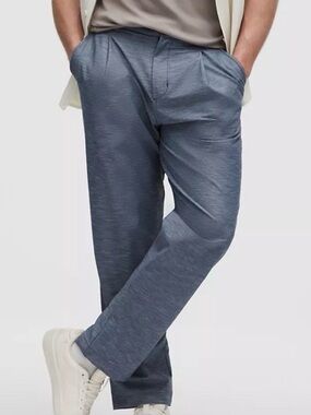Lululemon LuluLinen Pleated Trouser Pants Club Blue 38